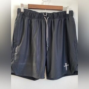 Three Nails Shorts Mens Black Lined Athletic Gym Training Stretch Active M